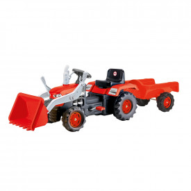 Tractor - excavator cu pedale si remorca, Rosu, 54x183x45 cm - Dolu