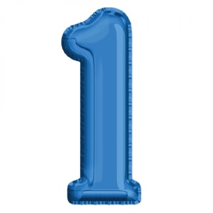 Balon, folie aluminiu, albastru, cifra 1, 81 cm