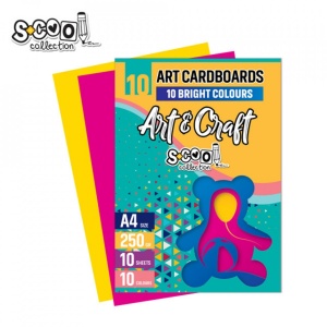Carton color A4, 250g, 10 coli, 10 culori/set - S-COOL