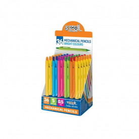 Creion mecanic, 0.5mm, Bright colors, 36 buc/display - S-COOL