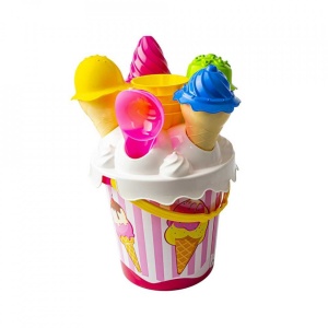 Galetusa nisip + accesorii inghetata, 17 cm, roz