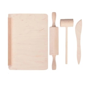 Mini - set bucatarie - lemn natur, 4 piese - Tupiko