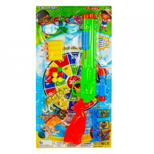 Pusca + gloante burete si accesorii, pe blister