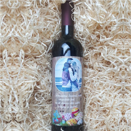 Vin personalizat cu o poza si text  -Paște-
