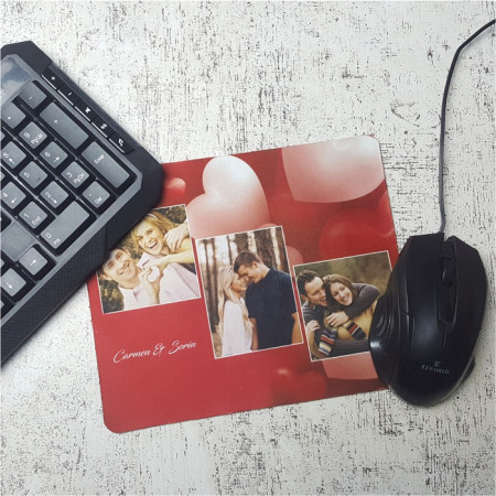 Mouse pad personalizat cu 3 poze si text