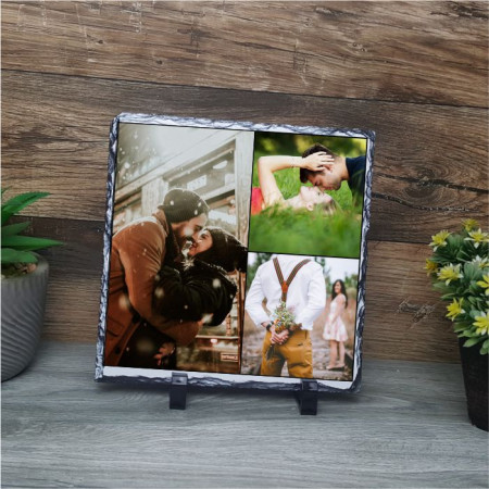 Piatra ardezie personalizata cu 3 poze 