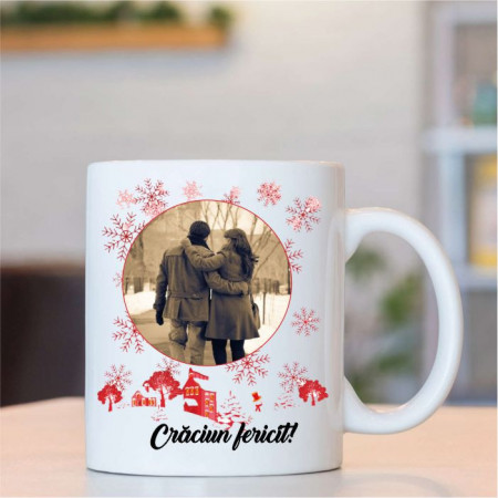 Cană personalizată cu 2 poze și text  -Crăciun-