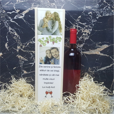 Cutie de vin personalizata cu 2 poze si text M2