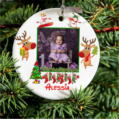 Ornament pentru bradul de Crăciun personalizat cu poza si text M2