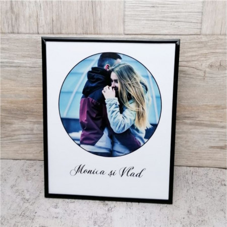 Rama foto personalizată cu o poză și text -Cerc- 24x30