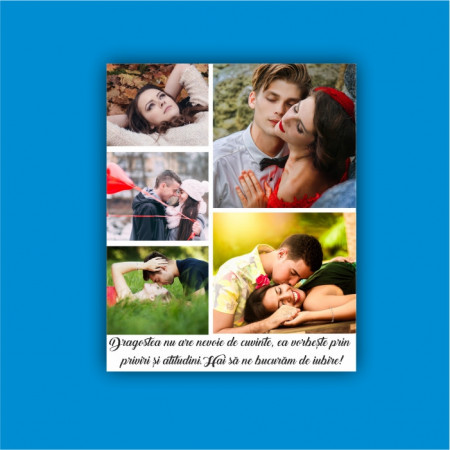 Tablou canvas personalizat cu 5 poze si text M2