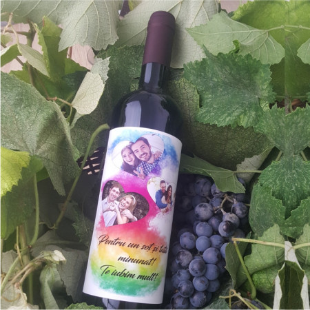 Vin personalizat cu 3 poze si text