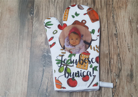 Manușa de bucatarie personalizata cu poza si text