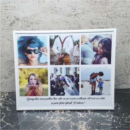 Rama foto personalizata cu 6 poze si text 24x30