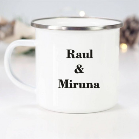 Cană metalica personalizată cu text