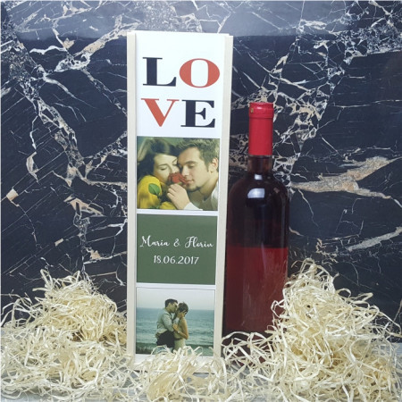 Cutie de vin personalizata cu 2 poze si text