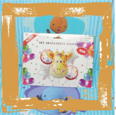 Set aranjament baloane-girafa-happy birthday