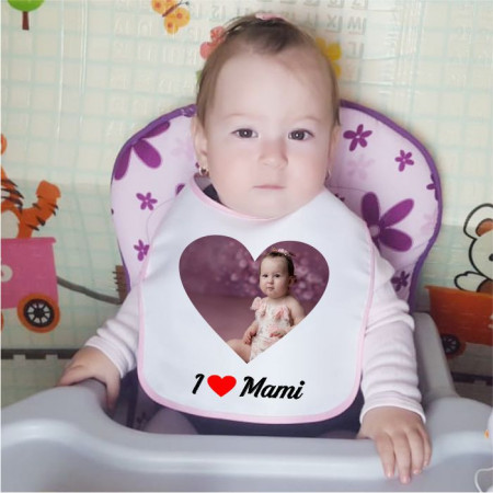 Bavetica personalizata cu o poze si text -Inima-