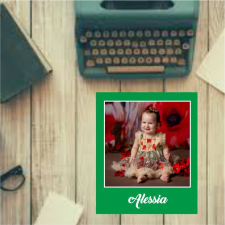 Magnet de frigider cu poză și text -Verde-