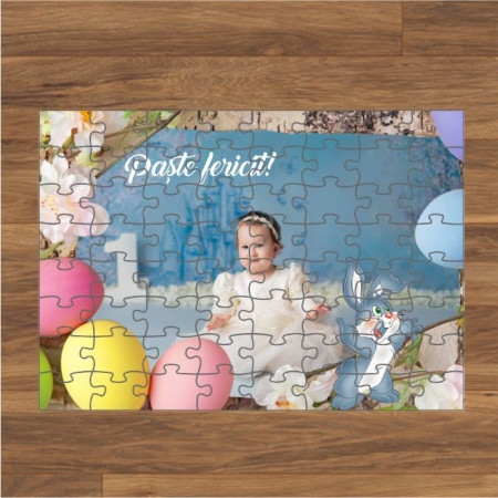 Puzzle personalizat cu o poză si text -Iepuraș-
