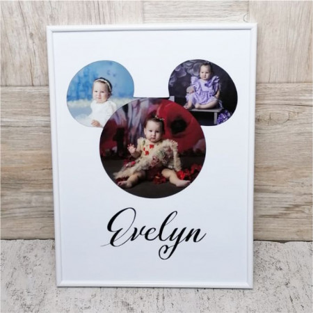 Tablou personalizat  cu 3 poze și text -Miky-