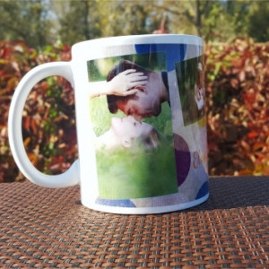 Cana personalizata cu 4 poze si text-model buline-