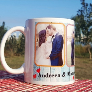 Cana personalizata cu 4 poze si text -nou3p-