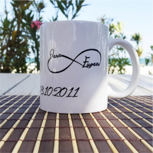 Cana personalizata cu o poza, data si infinit
