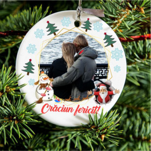Ornament pentru bradul de Crăciun personalizat cu poza si text