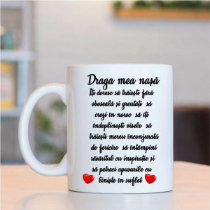 Cana personalizata cu 4 poze si text pentru nașa