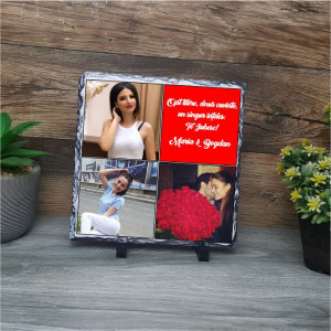 Piatra Ardezie personalizata cu 3 poze si text 