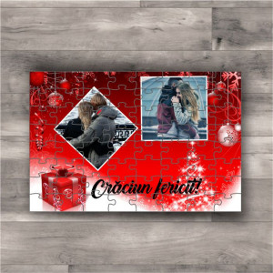 Puzzle personalizat cu 2 poze si text- Crăciun-