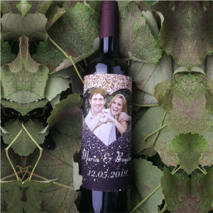 Vin personalizat cu o poza si text -Inima-