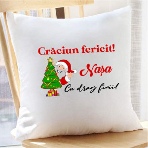 Pernă personalizată Crăciun fericit nașa