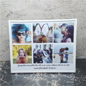 Rama foto personalizata cu 6 poze si text 24x30