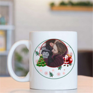 Cana personalizata cu 2 poze si text -Crăciun fericit-
