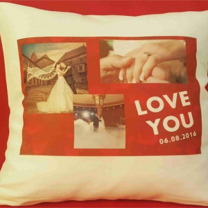 Perna personalizata cu 3 poze Love you