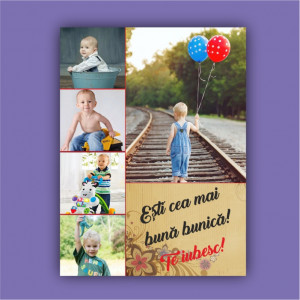Tablou canvas personalizat cu 5 poze si text