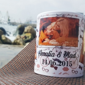 Cana personalizata cu 3 poze si text model 003