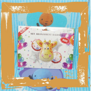 Set aranjament baloane-girafa-happy birthday