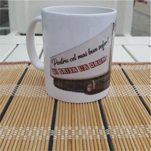 Cana personalizata pentru soferi cu text