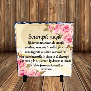 Piatra ardezie personalizată -Scumpă nașă-