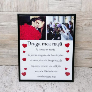 Rama foto personalizată cu 2 poze   -Nașa-24x30