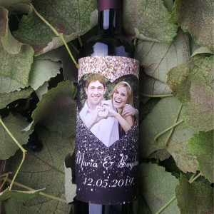 Vin personalizat cu o poza si text -Inima-