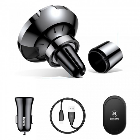 Suport auto Baseus magnetic 3 in 1 + Incarcator inductie + Incarcator auto si Cablu microusb WXER-01