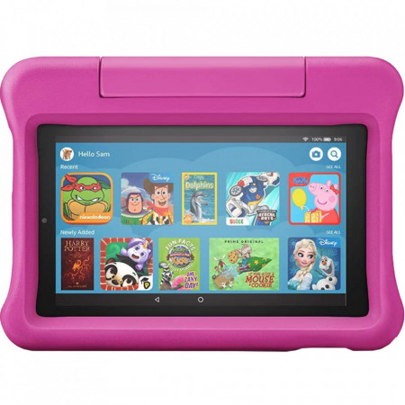 Tableta Amazon Fire 7, afisaj de 7 inch, 16 GB, roz, potrivita pentru copii