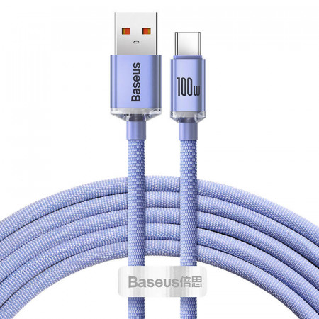 Cablu Baseus Crystal Shine USB la USB-C, 5A, 1,2 m (violet)
