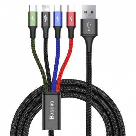 Cablu incarcare Baseus Lightning / 2x USB Type C / micro USB 3.5A 1.2m black (CA1T4-B01)