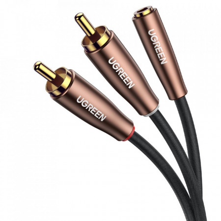 Cablu audio Ugreen 3,5 mm mini jack (female) - 2RCA (male) 5m brown (AV198 60988)