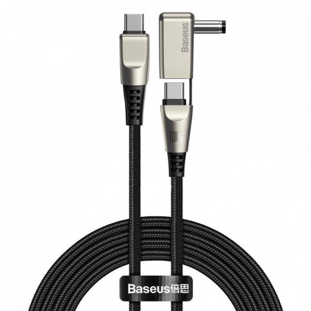Cablu de incarcare rapida 2 în 1 Baseus Flash Series USB Tip C - USB Tip C + Adaptor DC 100W 2m negru (CA1T2-D01)